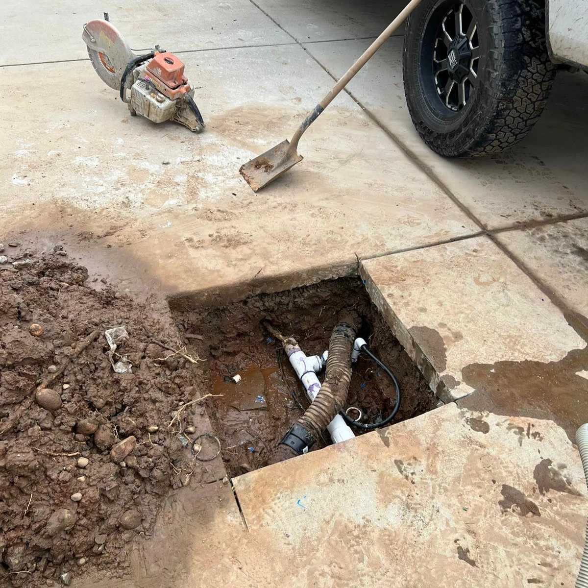 under concrete leak